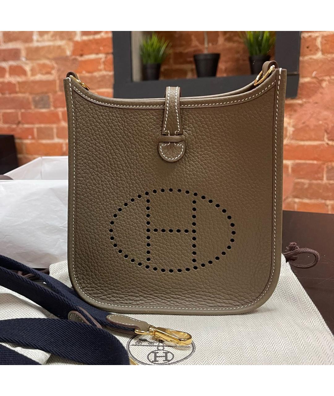HERMES Коричневая кожаная сумка через плечо, фото 8
