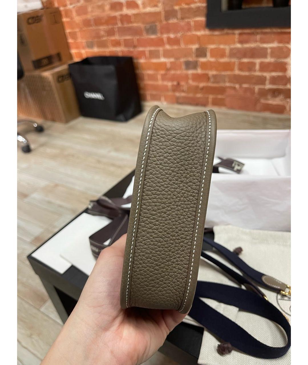 HERMES Коричневая кожаная сумка через плечо, фото 7