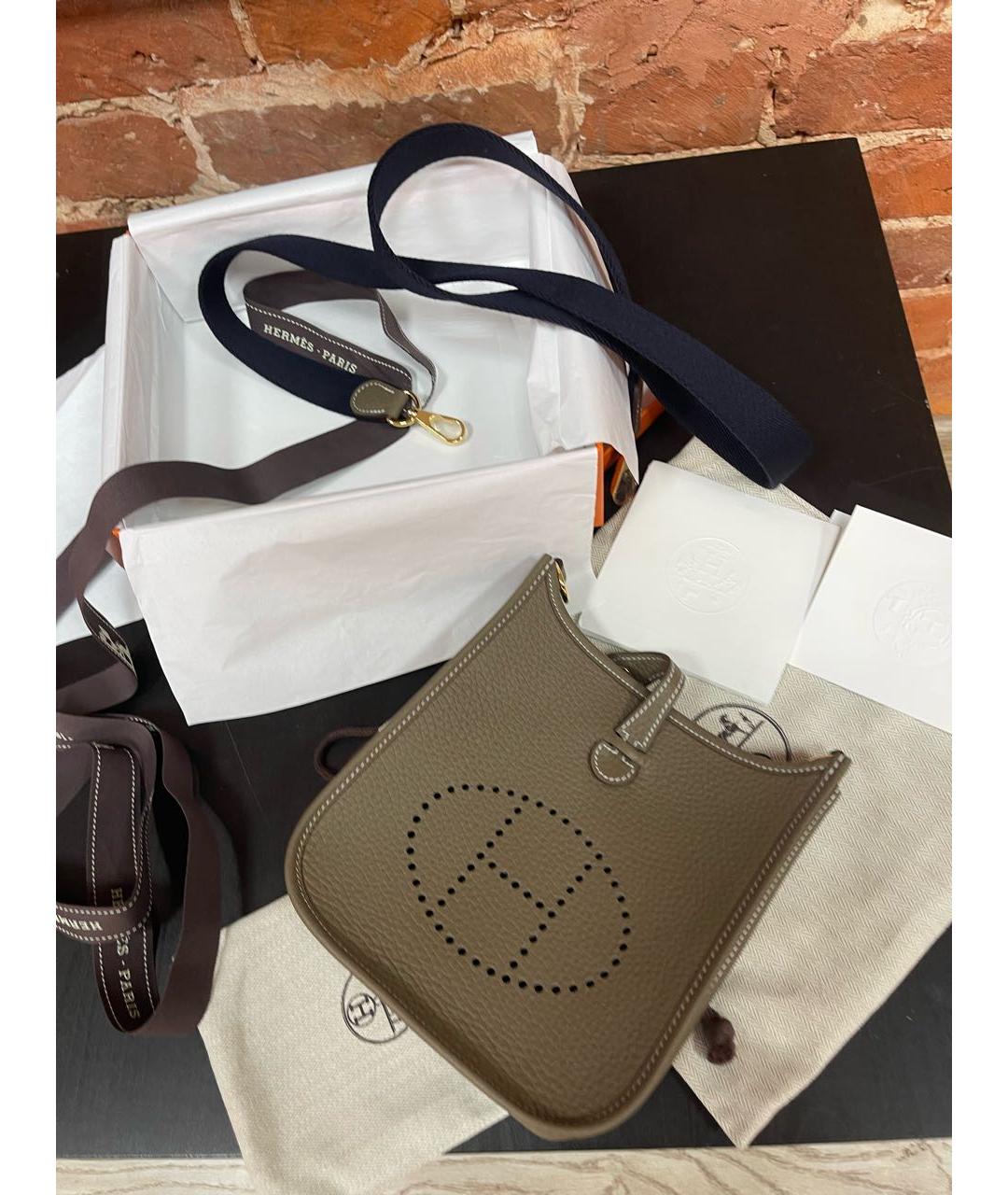 HERMES Коричневая кожаная сумка через плечо, фото 5