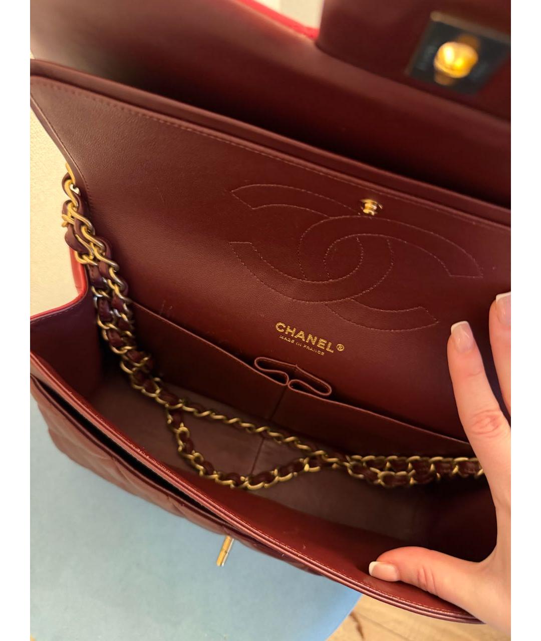 CHANEL Красная кожаная сумка через плечо, фото 6