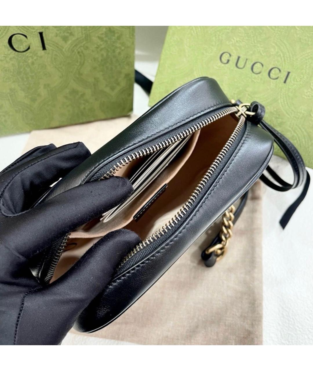 GUCCI Черная кожаная сумка через плечо, фото 6