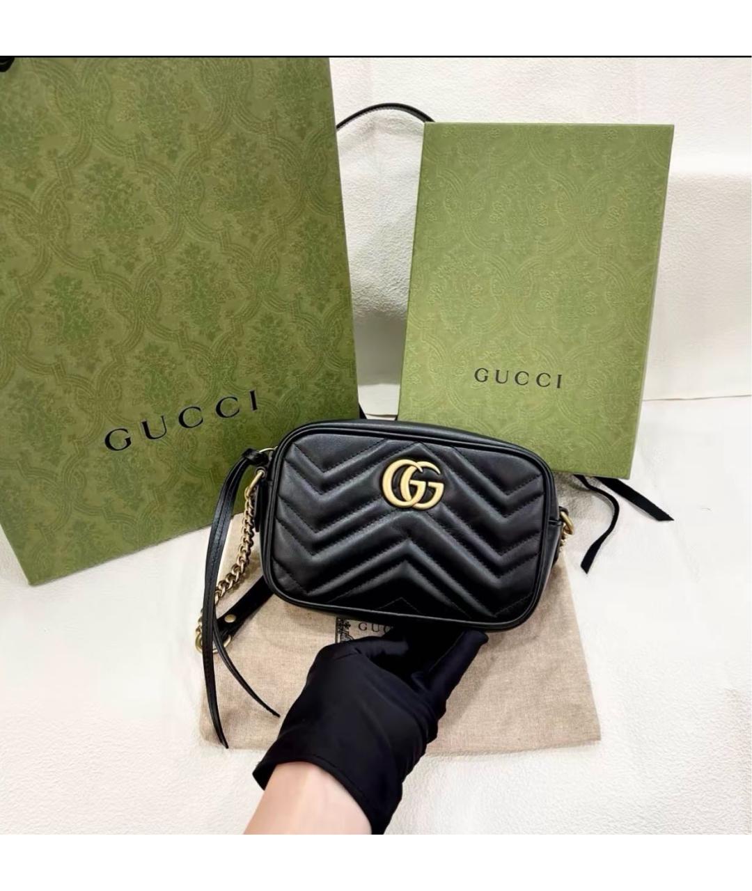 GUCCI Черная кожаная сумка через плечо, фото 5