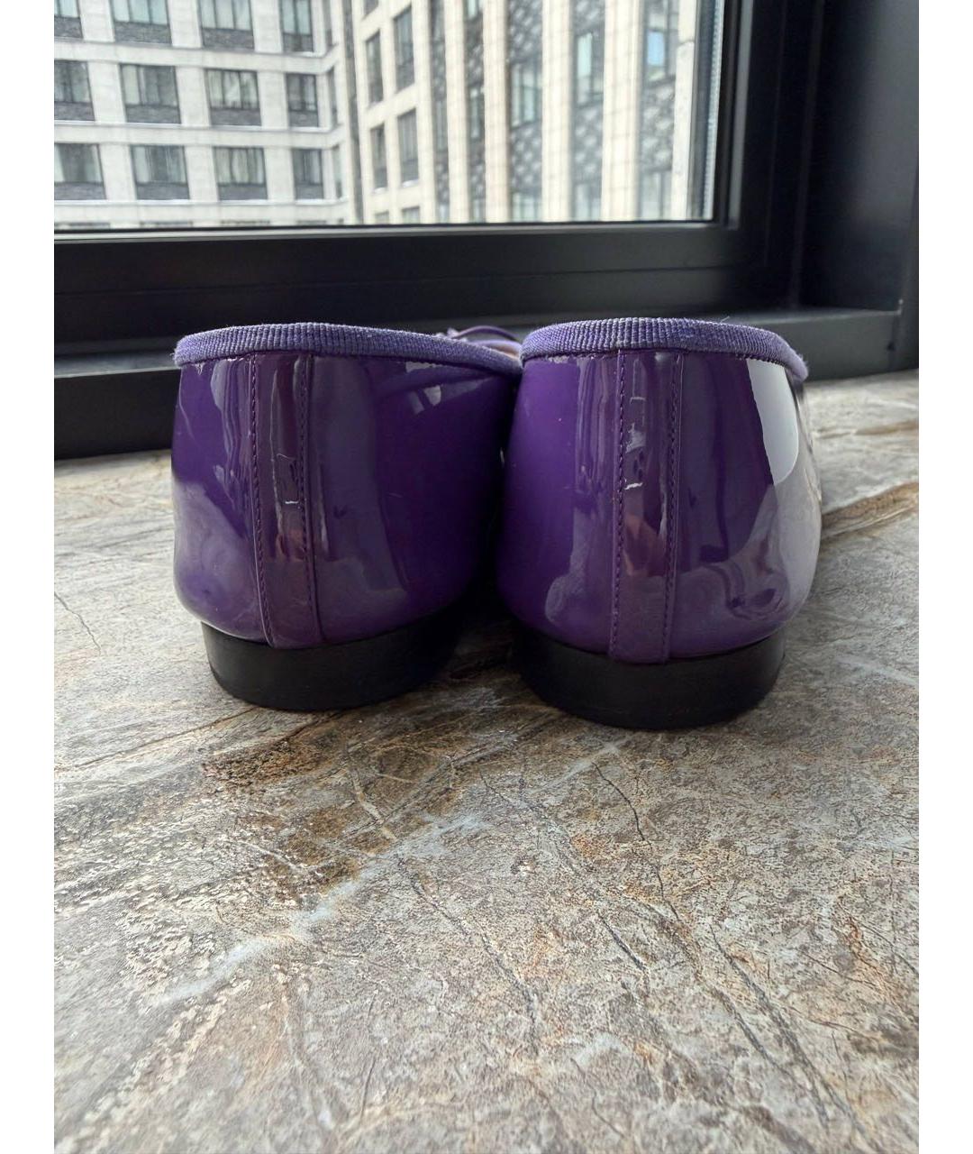 CHANEL Фиолетовые балетки из лакированной кожи, фото 4