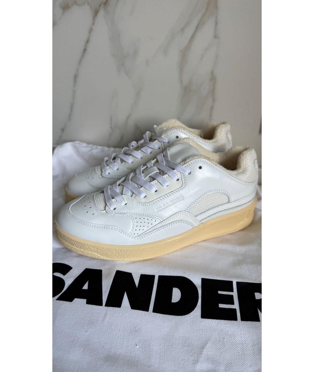 JIL SANDER Белые кожаные кроссовки, фото 2
