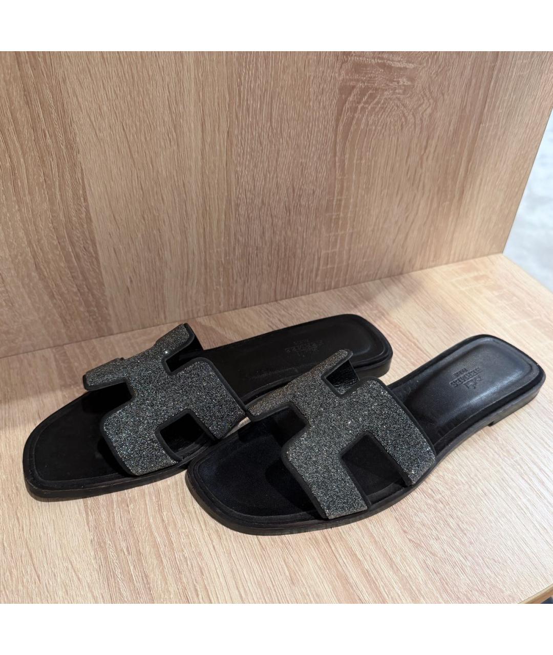 HERMES Серебряные кожаные шлепанцы, фото 5