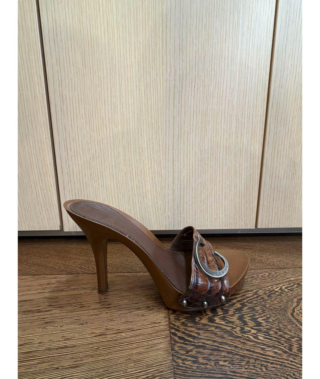 CHRISTIAN DIOR Коричневые кожаные мюли, фото 5