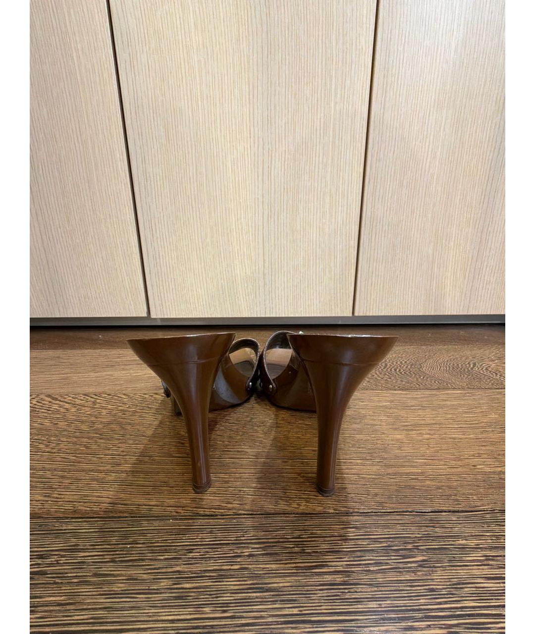 CHRISTIAN DIOR Коричневые кожаные мюли, фото 4