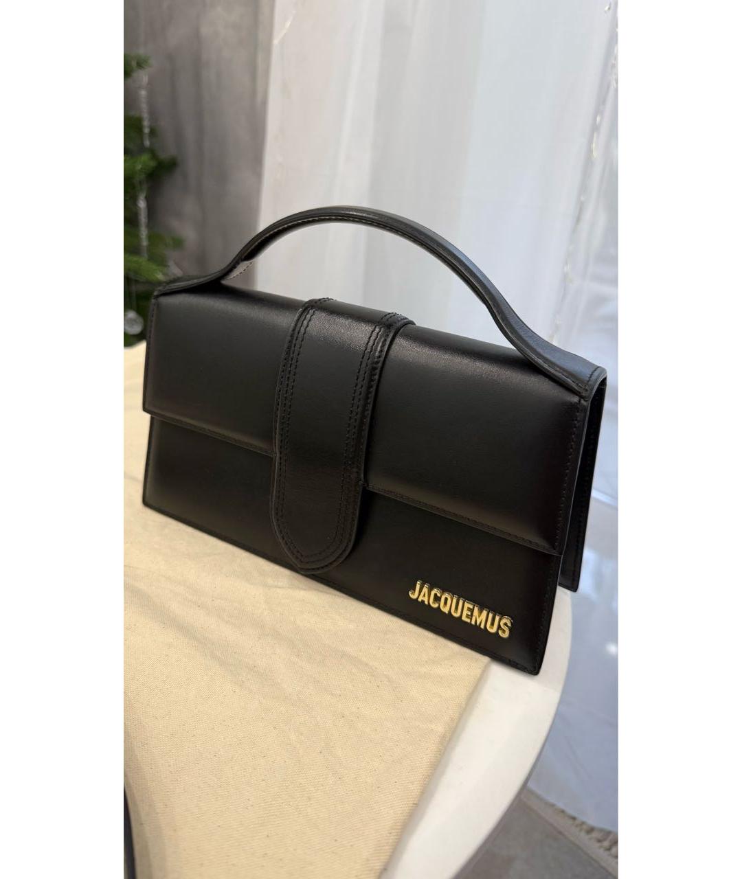 JACQUEMUS Черная кожаная сумка через плечо, фото 2