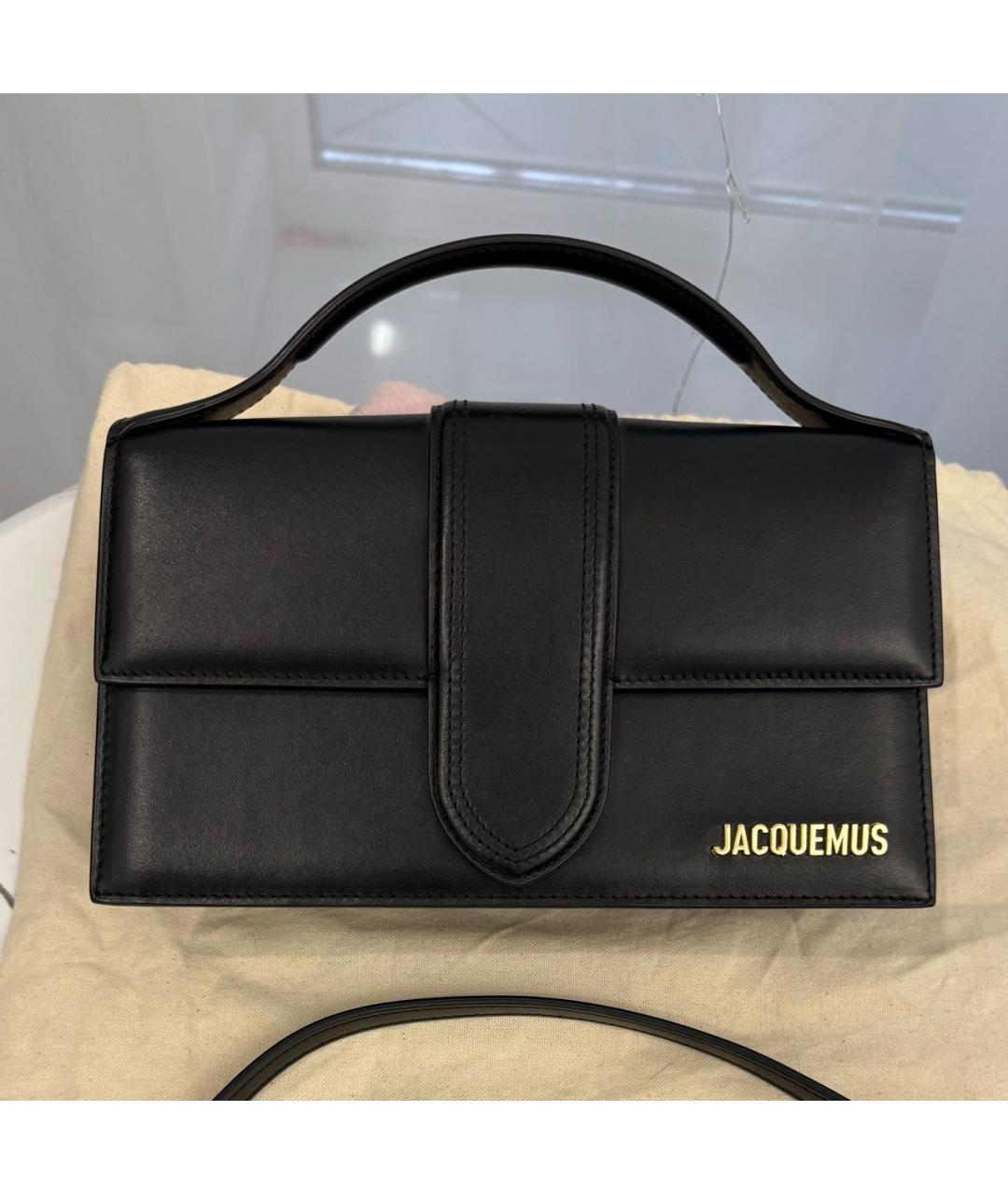 JACQUEMUS Черная кожаная сумка через плечо, фото 5