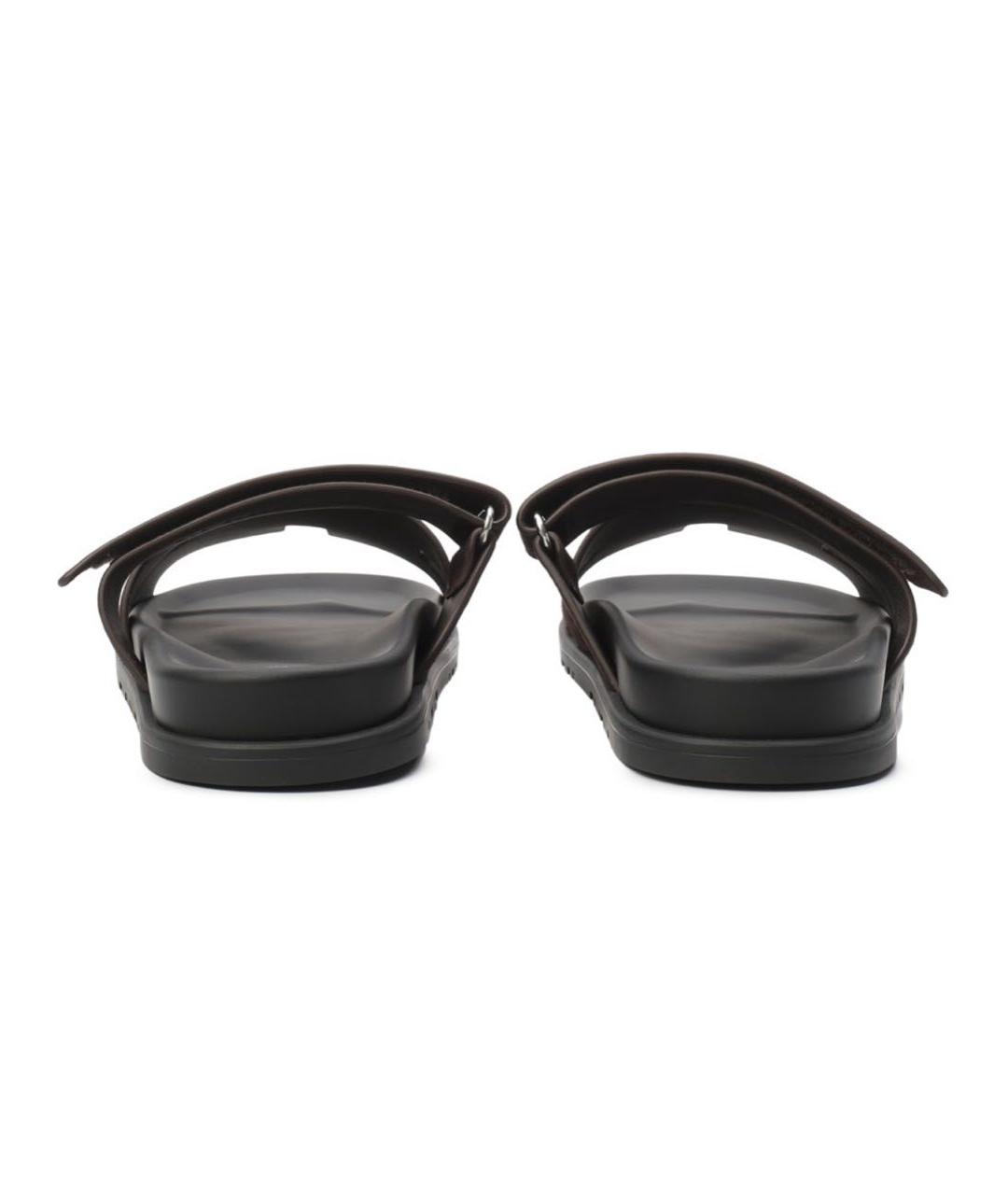 HERMES Коричневые замшевые шлепанцы, фото 4