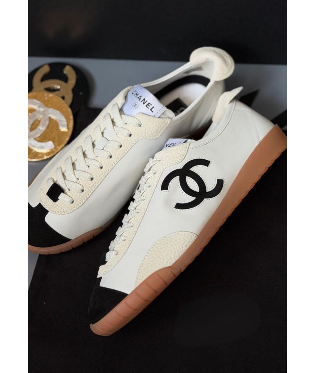 CHANEL Белые кожаные кроссовки, фото 6