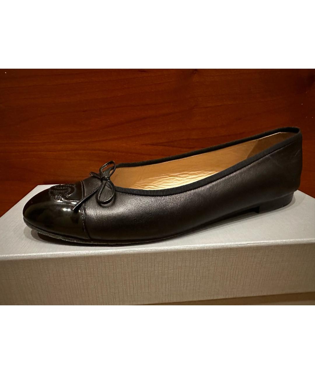 CHANEL Черные кожаные балетки, фото 9