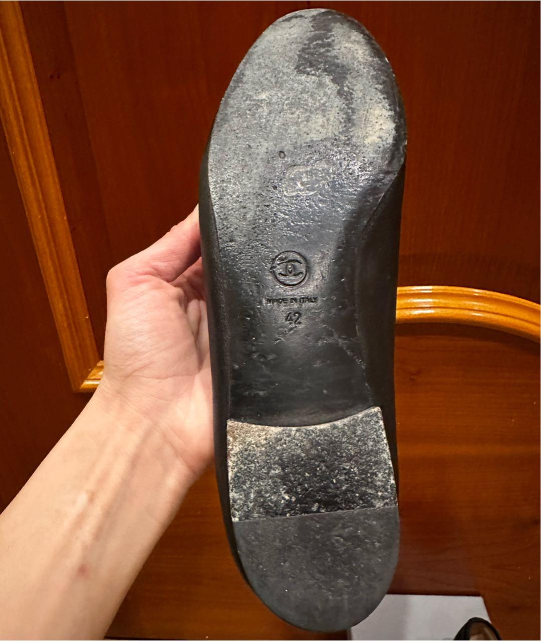 CHANEL Черные кожаные балетки, фото 8