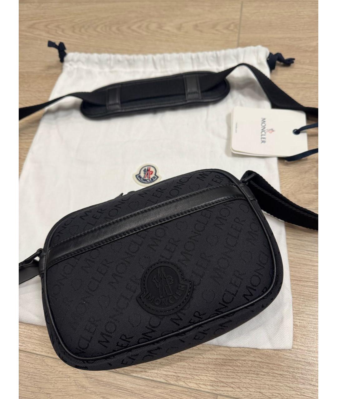 MONCLER Черная тканевая сумка на плечо, фото 2