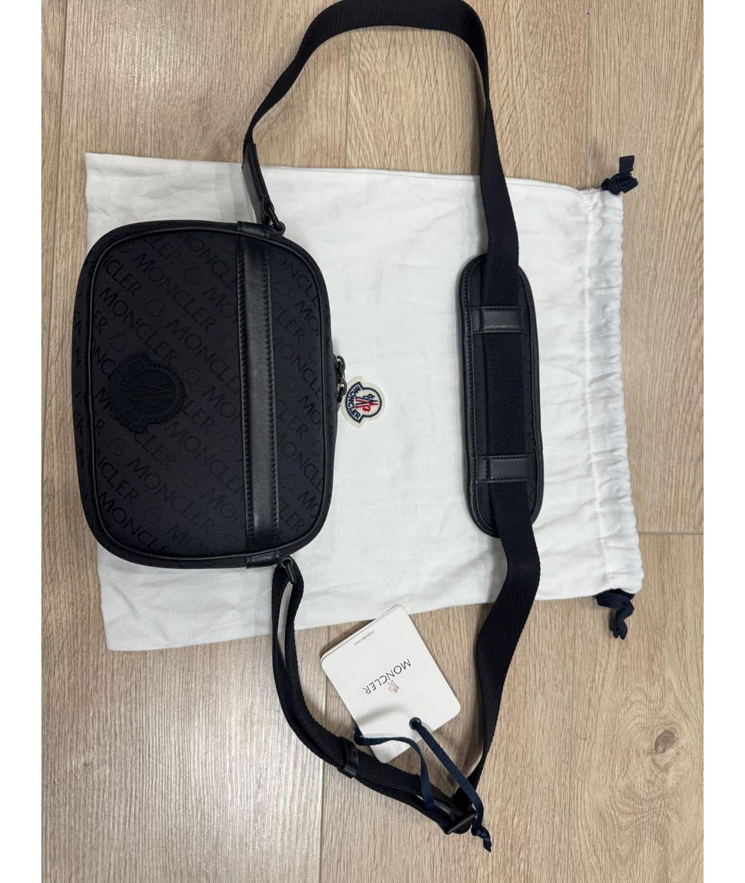 MONCLER Черная тканевая сумка на плечо, фото 4