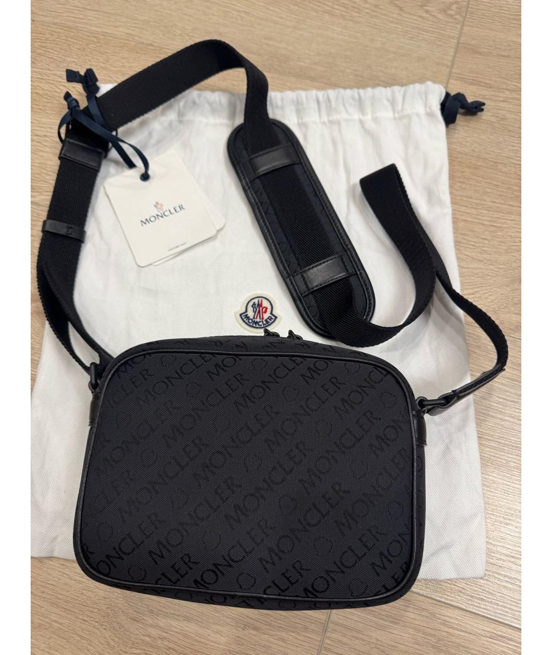MONCLER Черная тканевая сумка на плечо, фото 3