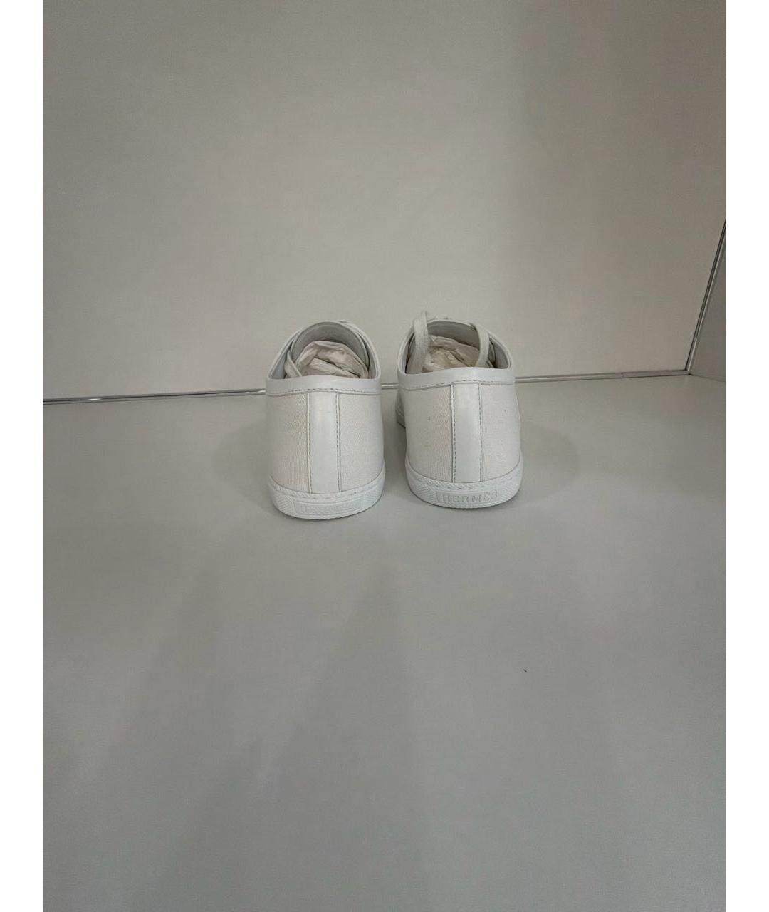 HERMES Белые текстильные кеды, фото 4