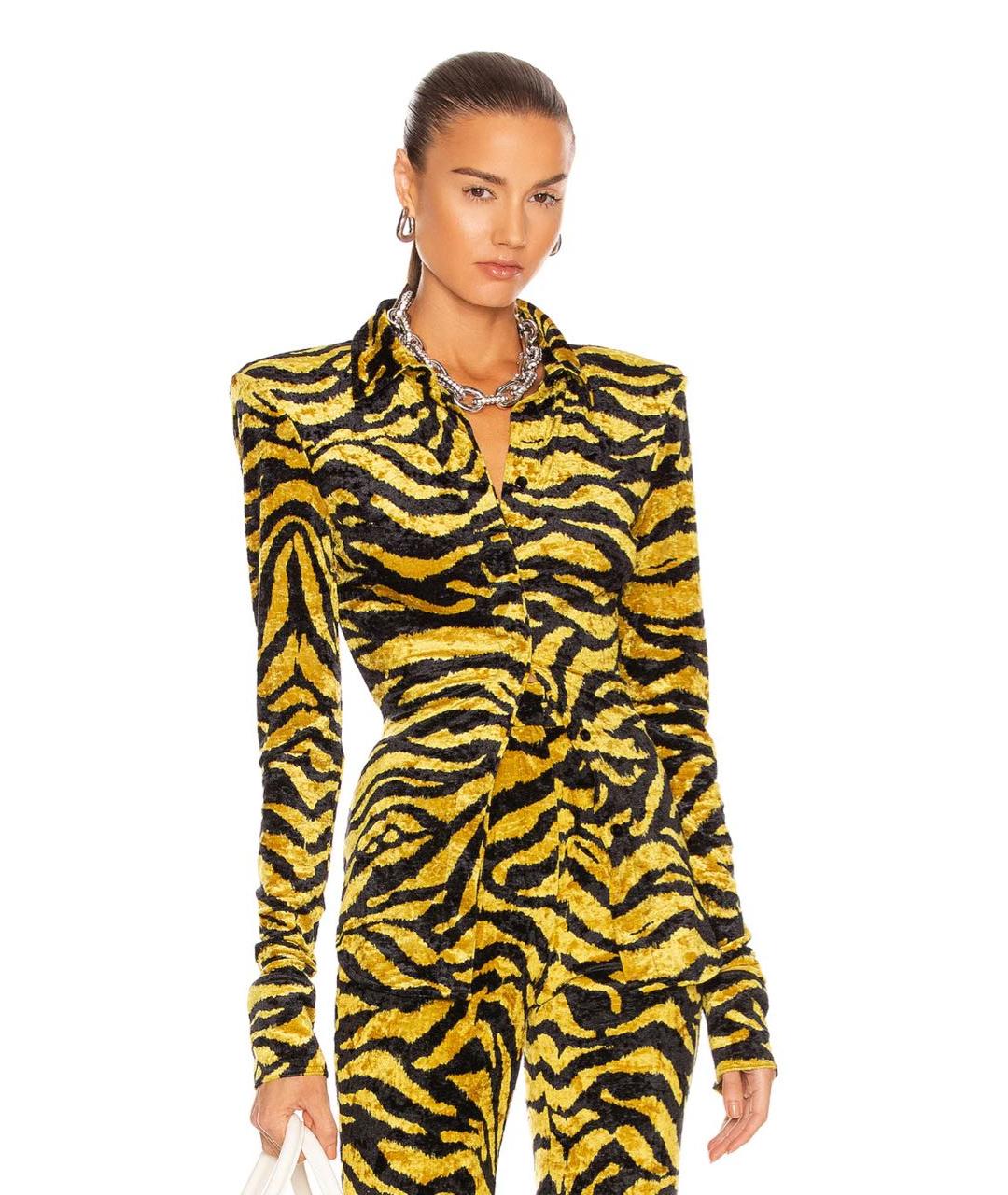 THE ATTICO Желтая бархатная блузы, фото 5