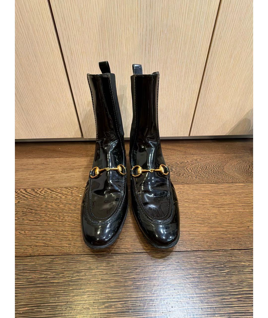 GUCCI Черные ботинки из лакированной кожи, фото 2