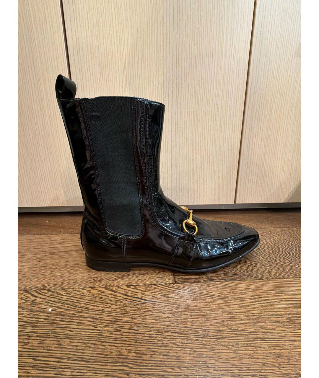 GUCCI Черные ботинки из лакированной кожи, фото 5