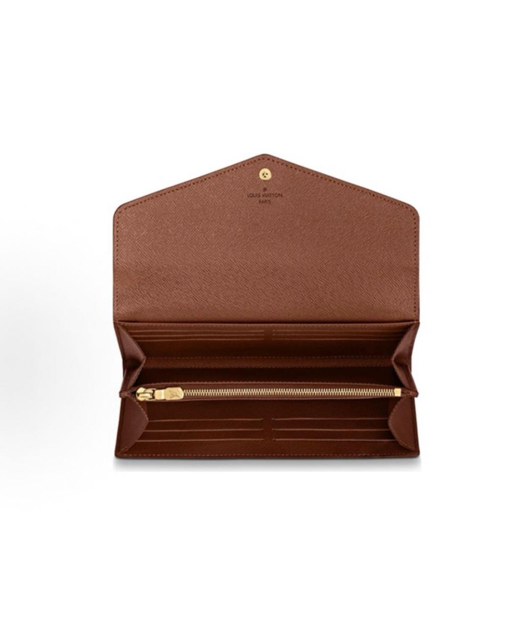 LOUIS VUITTON Коричневый кожаный кошелек, фото 4