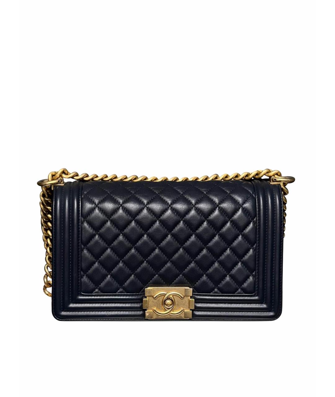 CHANEL Темно-синяя кожаная сумка через плечо, фото 1