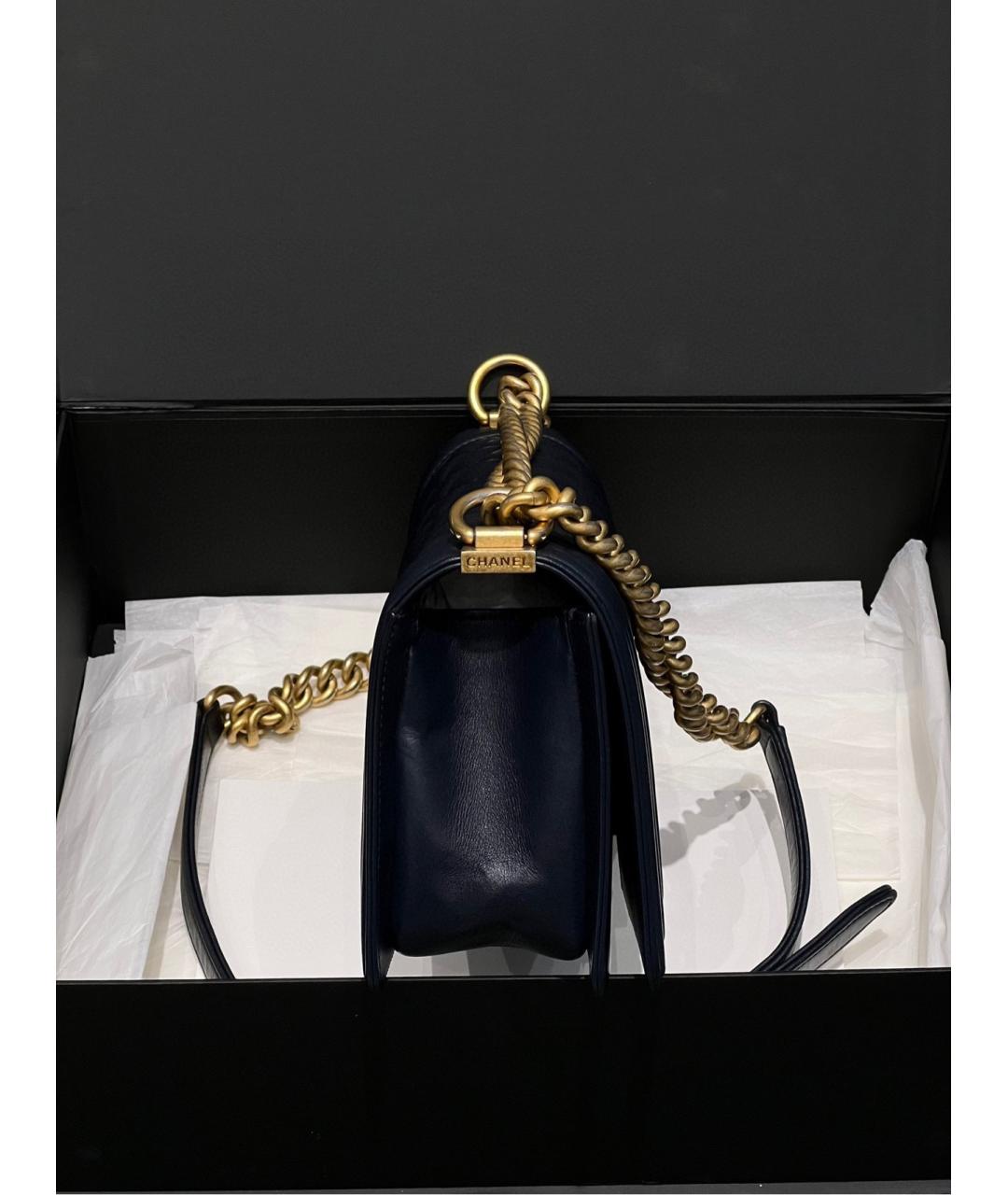 CHANEL Темно-синяя кожаная сумка через плечо, фото 4