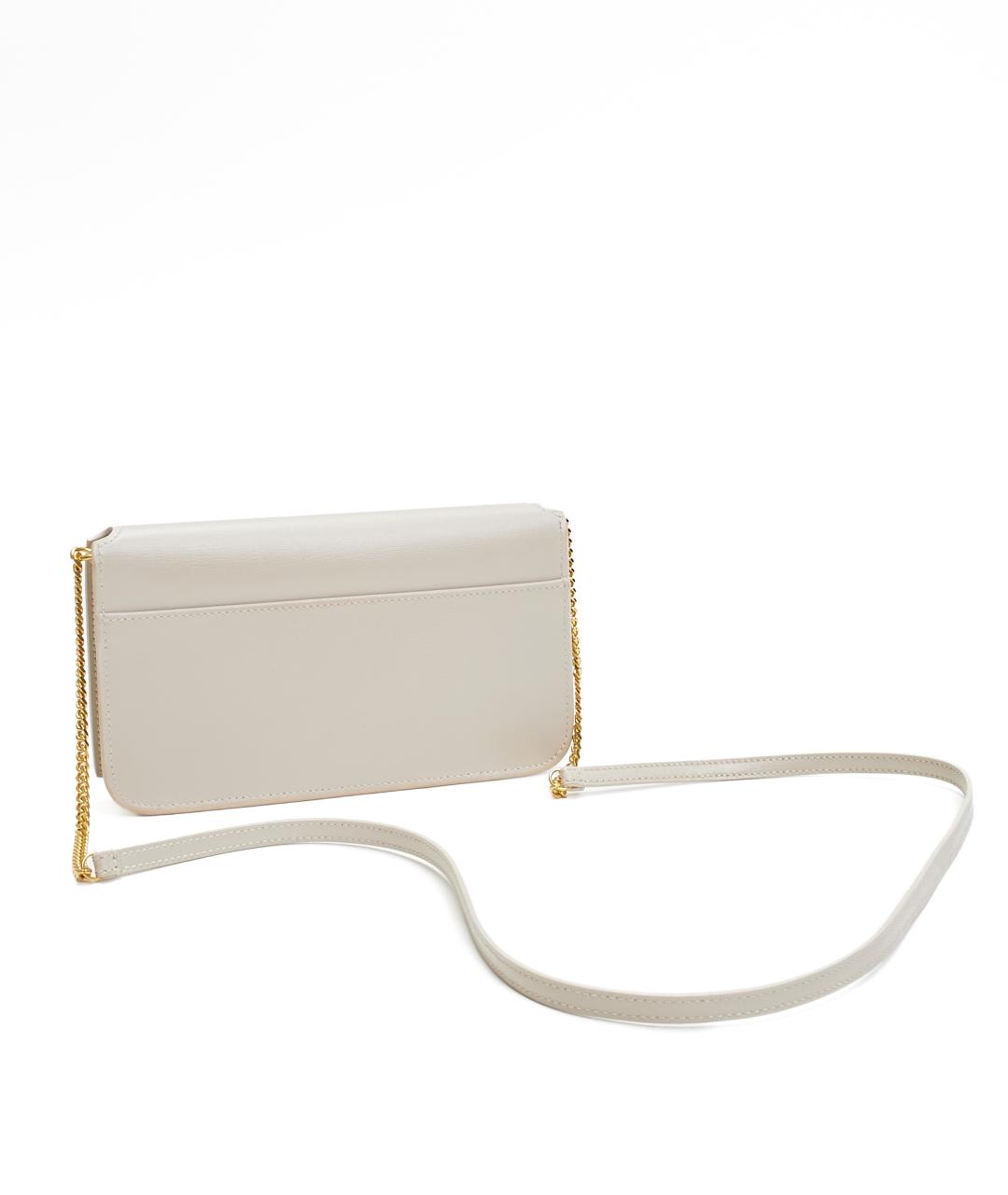 SAINT LAURENT Белая кожаная сумка через плечо, фото 6