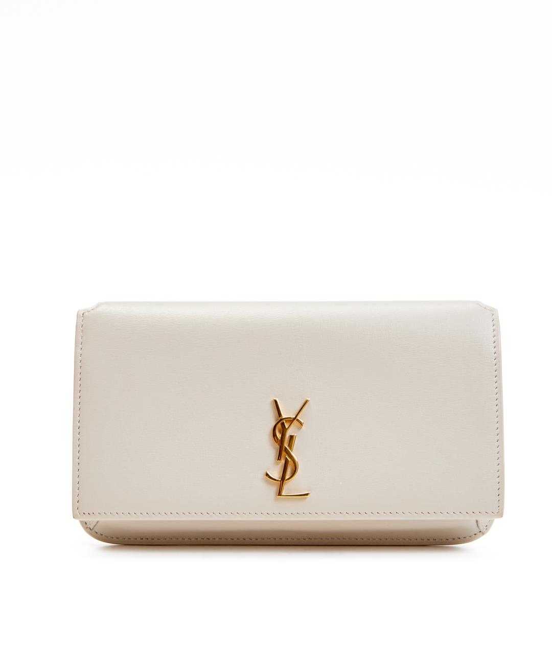 SAINT LAURENT Белая кожаная сумка через плечо, фото 7