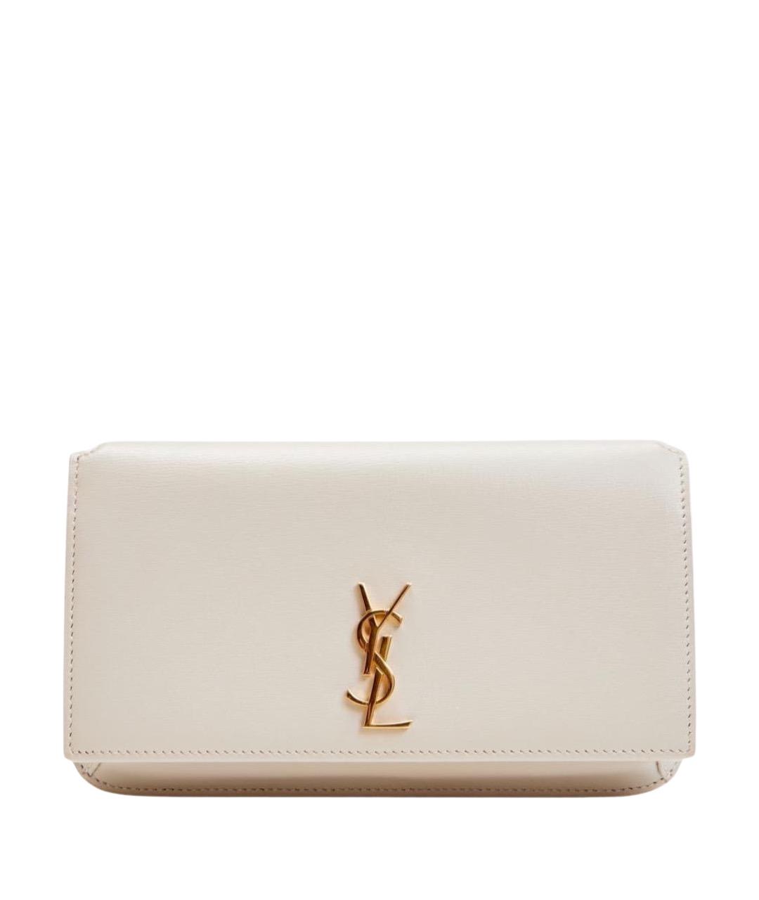 SAINT LAURENT Белая кожаная сумка через плечо, фото 1