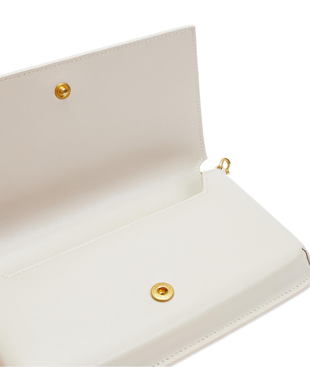 SAINT LAURENT Белая кожаная сумка через плечо, фото 5