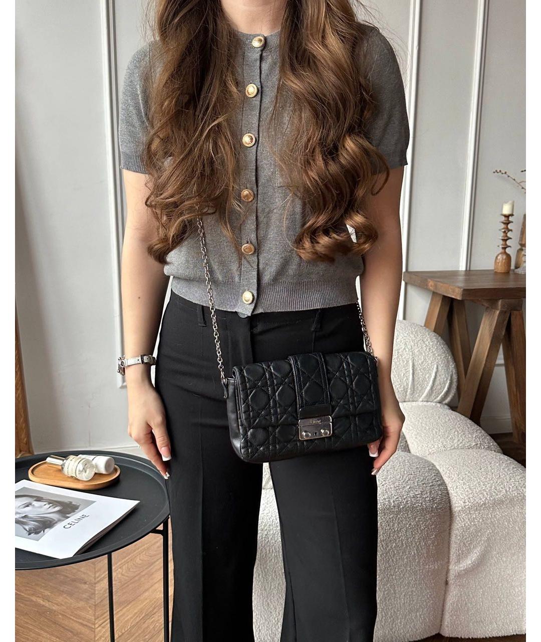 CHRISTIAN DIOR Черная кожаная сумка через плечо, фото 2