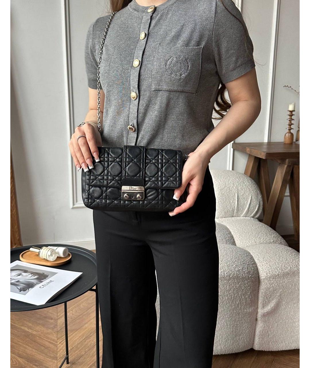 CHRISTIAN DIOR Черная кожаная сумка через плечо, фото 3