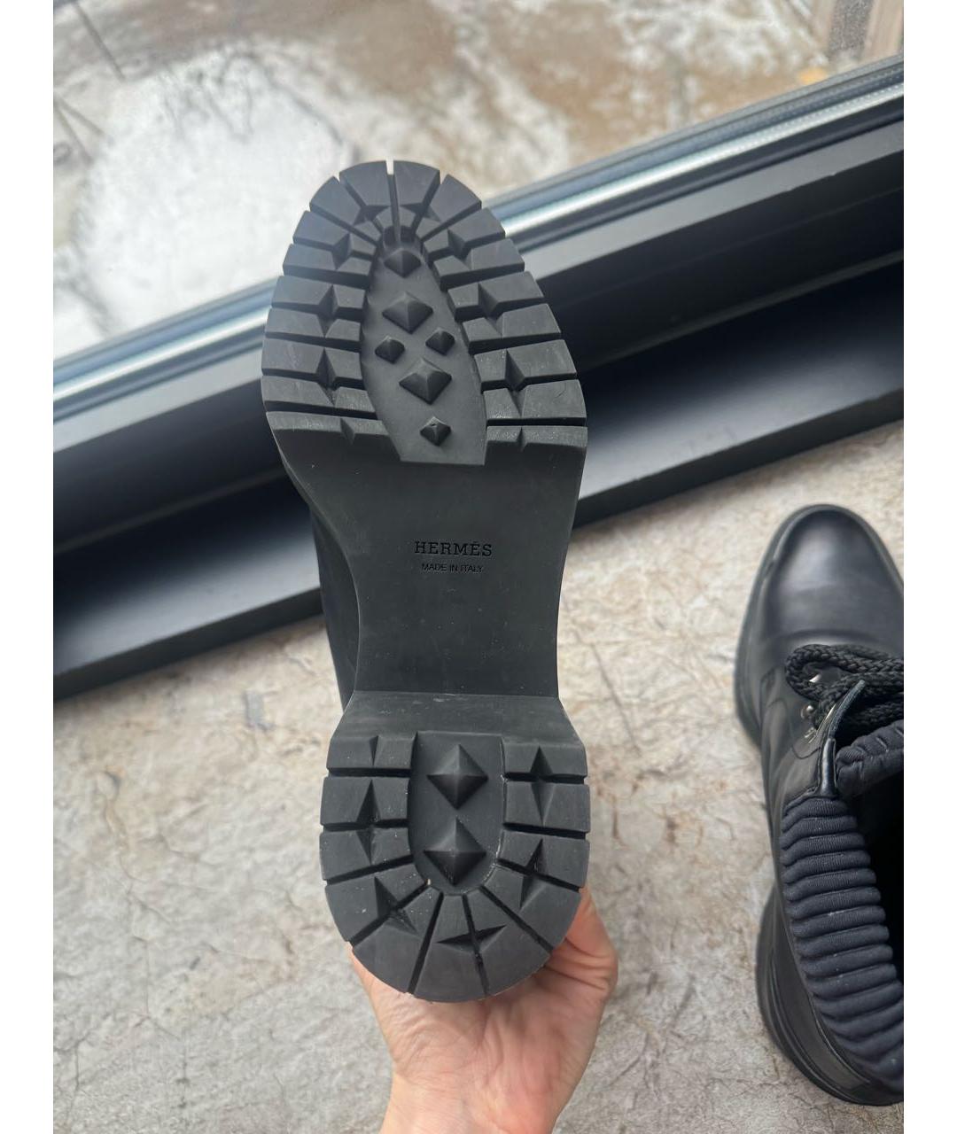 HERMES Черные кожаные ботинки, фото 5