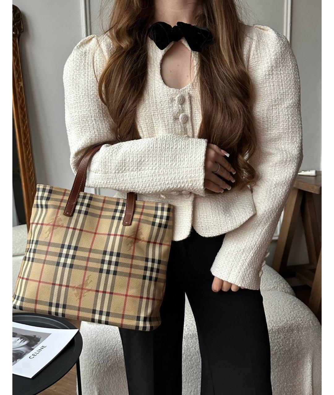 BURBERRY Бежевая сумка с короткими ручками, фото 5