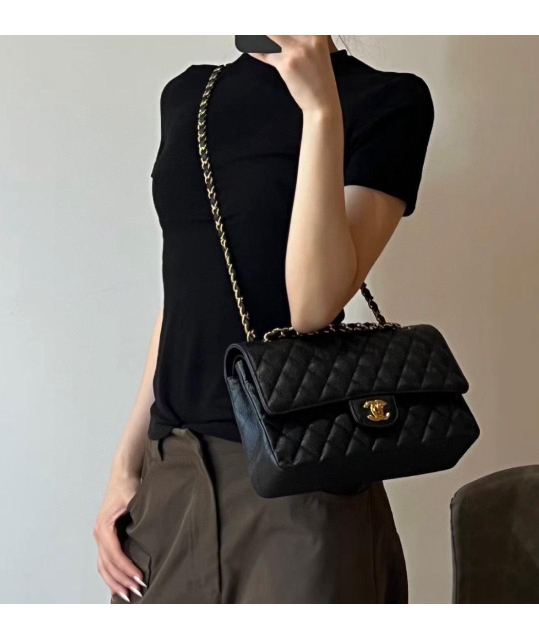 CHANEL Черная кожаная сумка через плечо, фото 9
