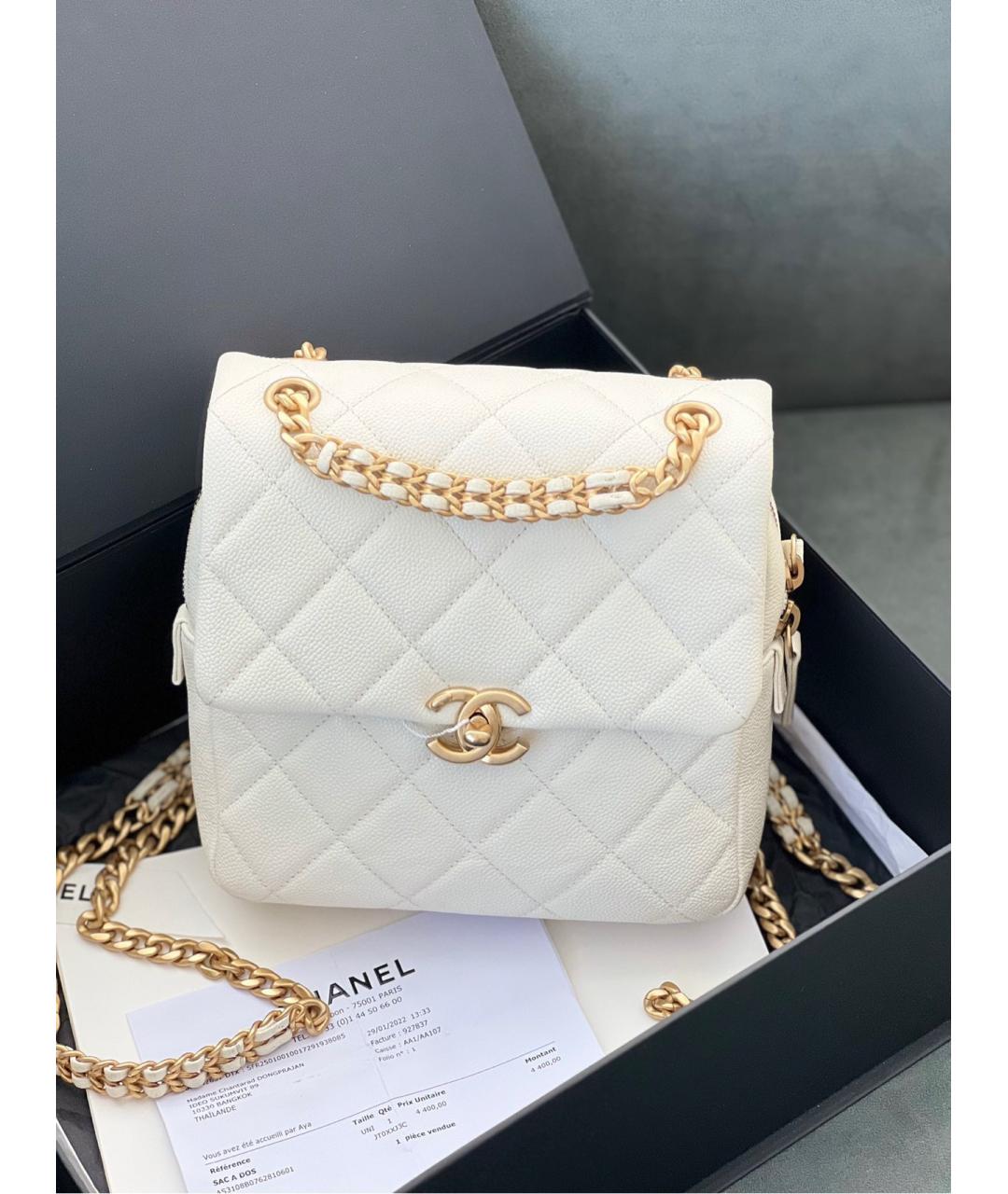 CHANEL Белый кожаный рюкзак, фото 8