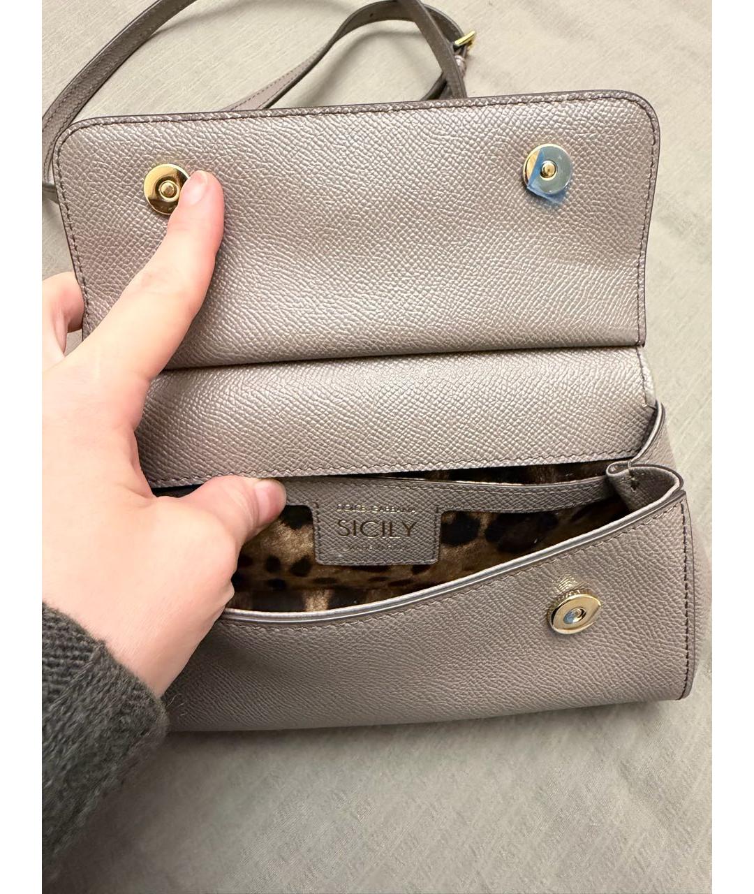 DOLCE&GABBANA Бежевая кожаная сумка через плечо, фото 4