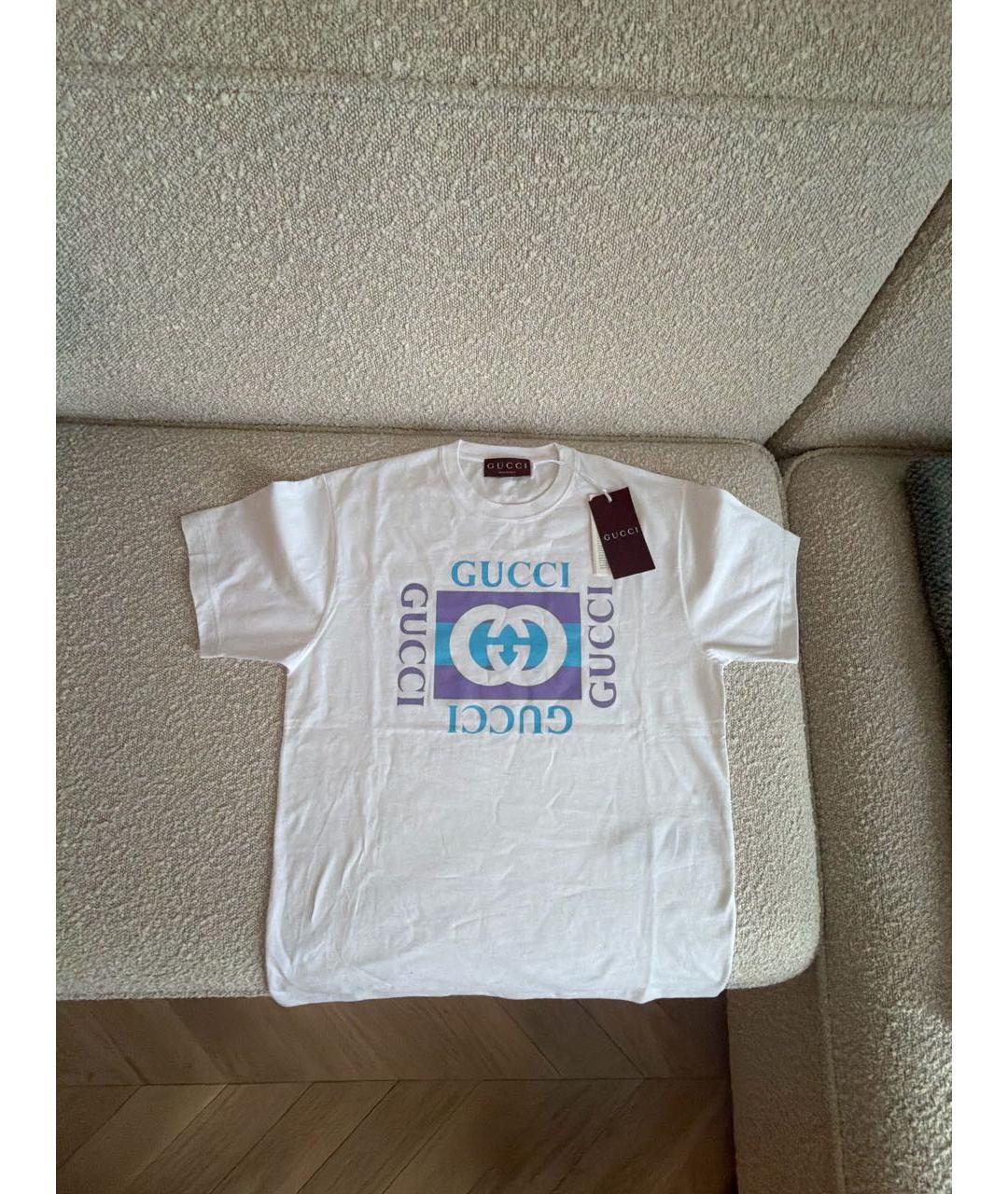 GUCCI Белая хлопковая футболка, фото 5