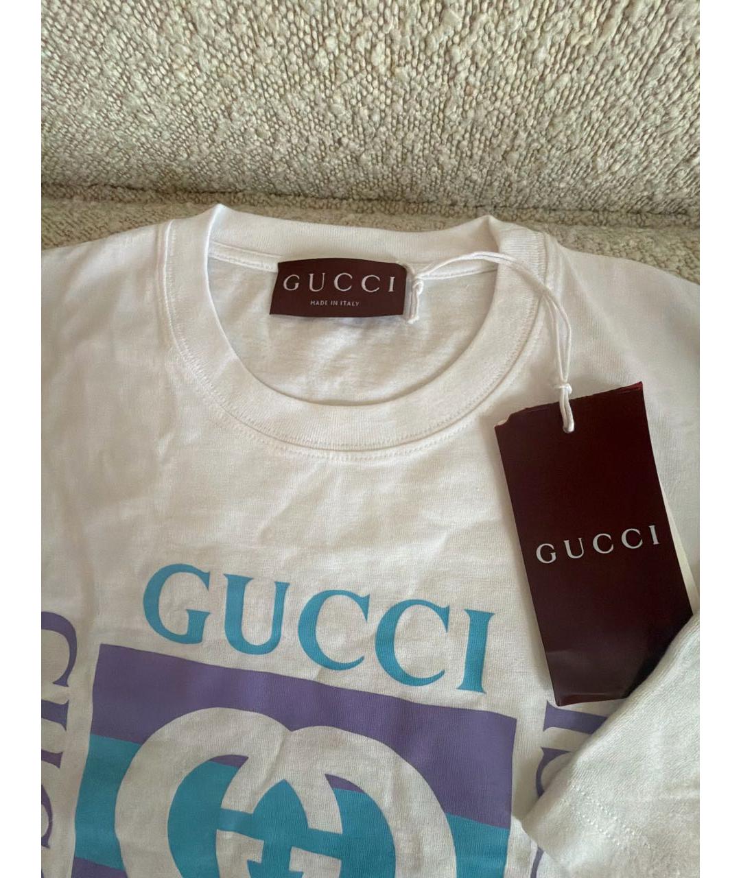 GUCCI Белая хлопковая футболка, фото 3