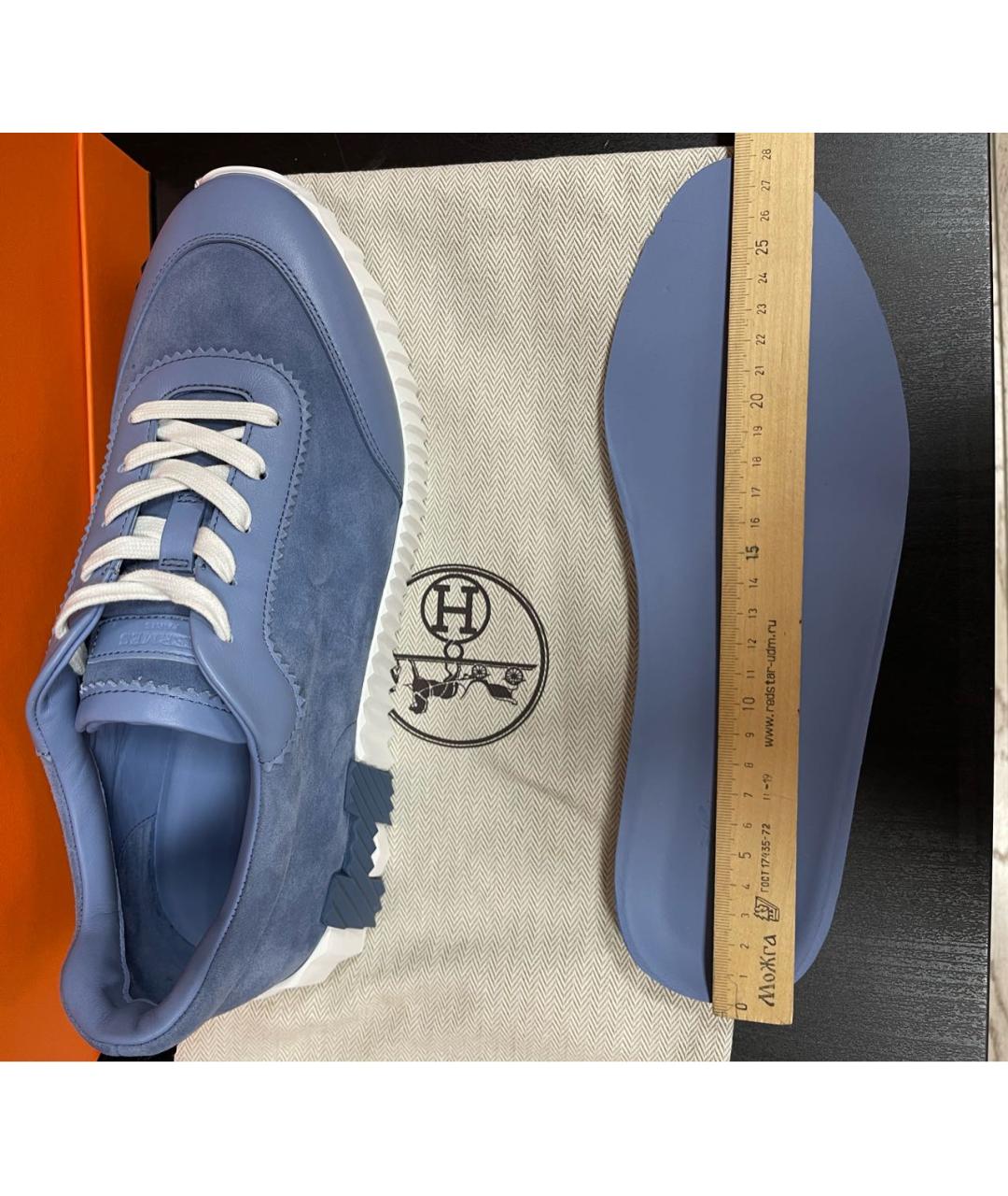 HERMES Голубые замшевые низкие кроссовки / кеды, фото 6