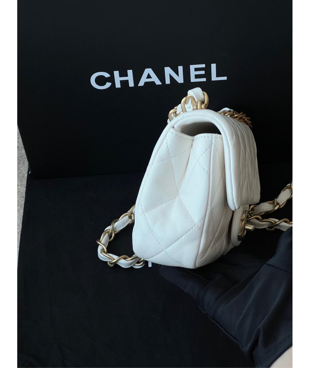 CHANEL Белая кожаная сумка через плечо, фото 4