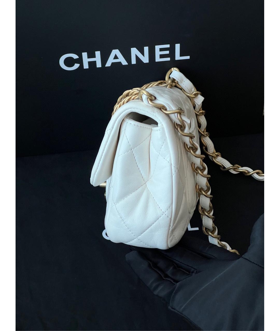CHANEL Белая кожаная сумка через плечо, фото 3