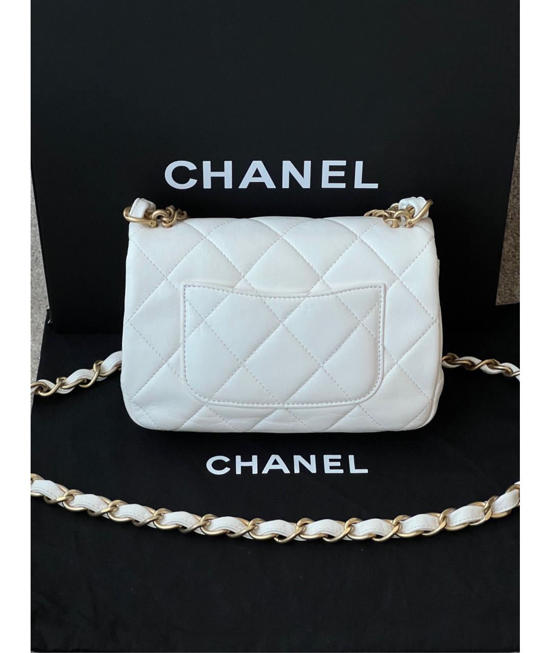 CHANEL Белая кожаная сумка через плечо, фото 2