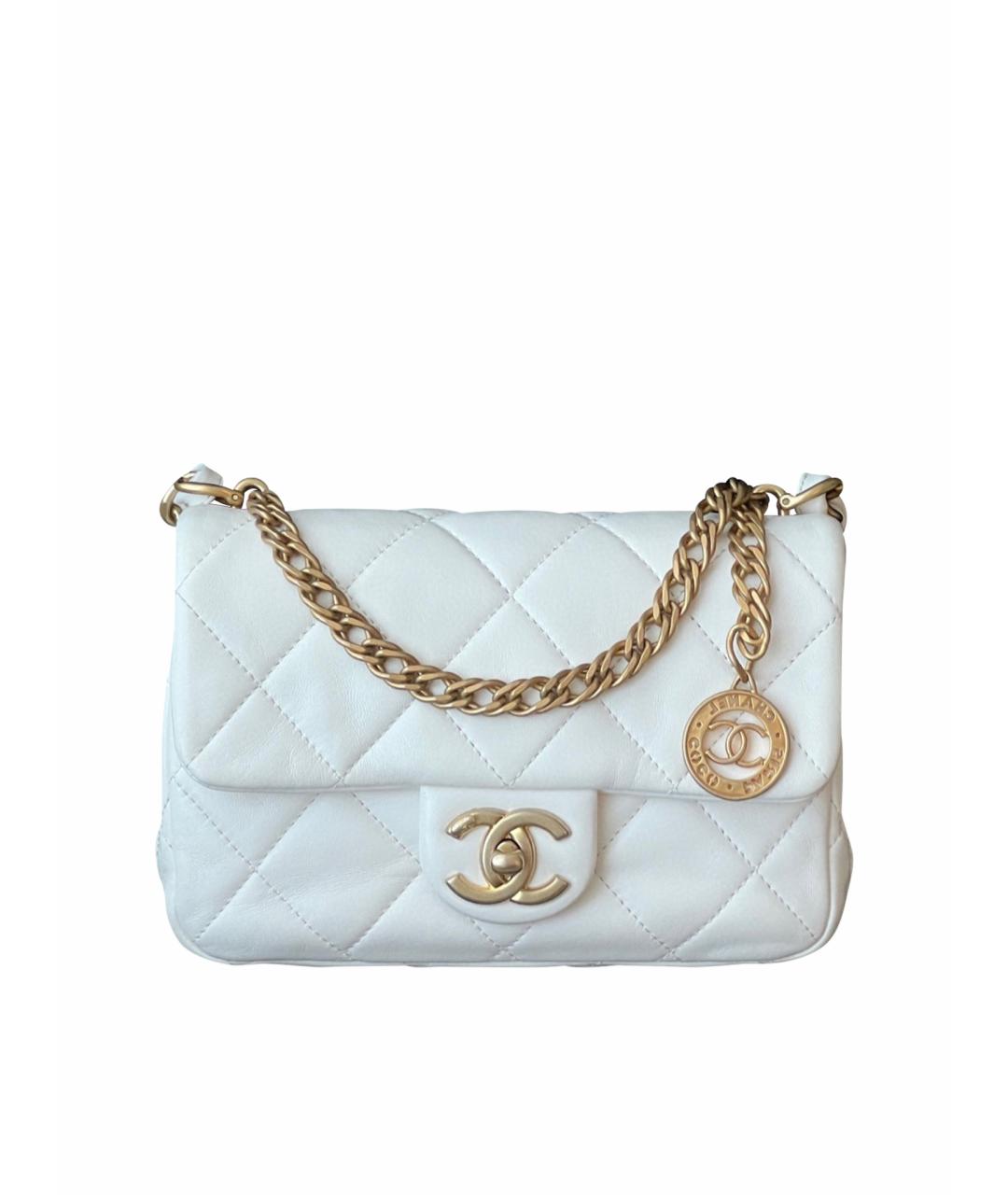 CHANEL Белая кожаная сумка через плечо, фото 1