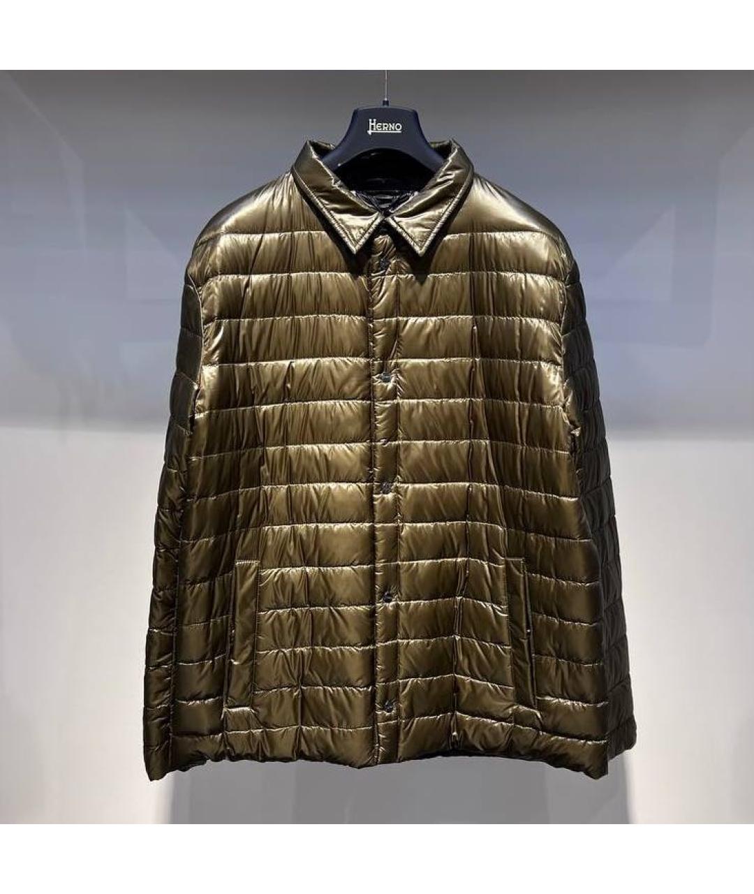 HERNO Золотой полиамидовый пуховик, фото 4