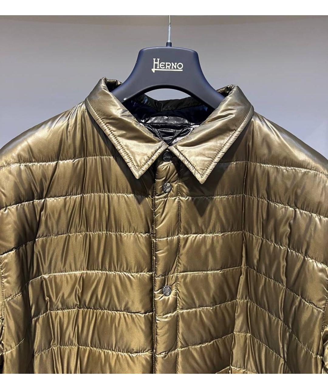 HERNO Золотой полиамидовый пуховик, фото 3