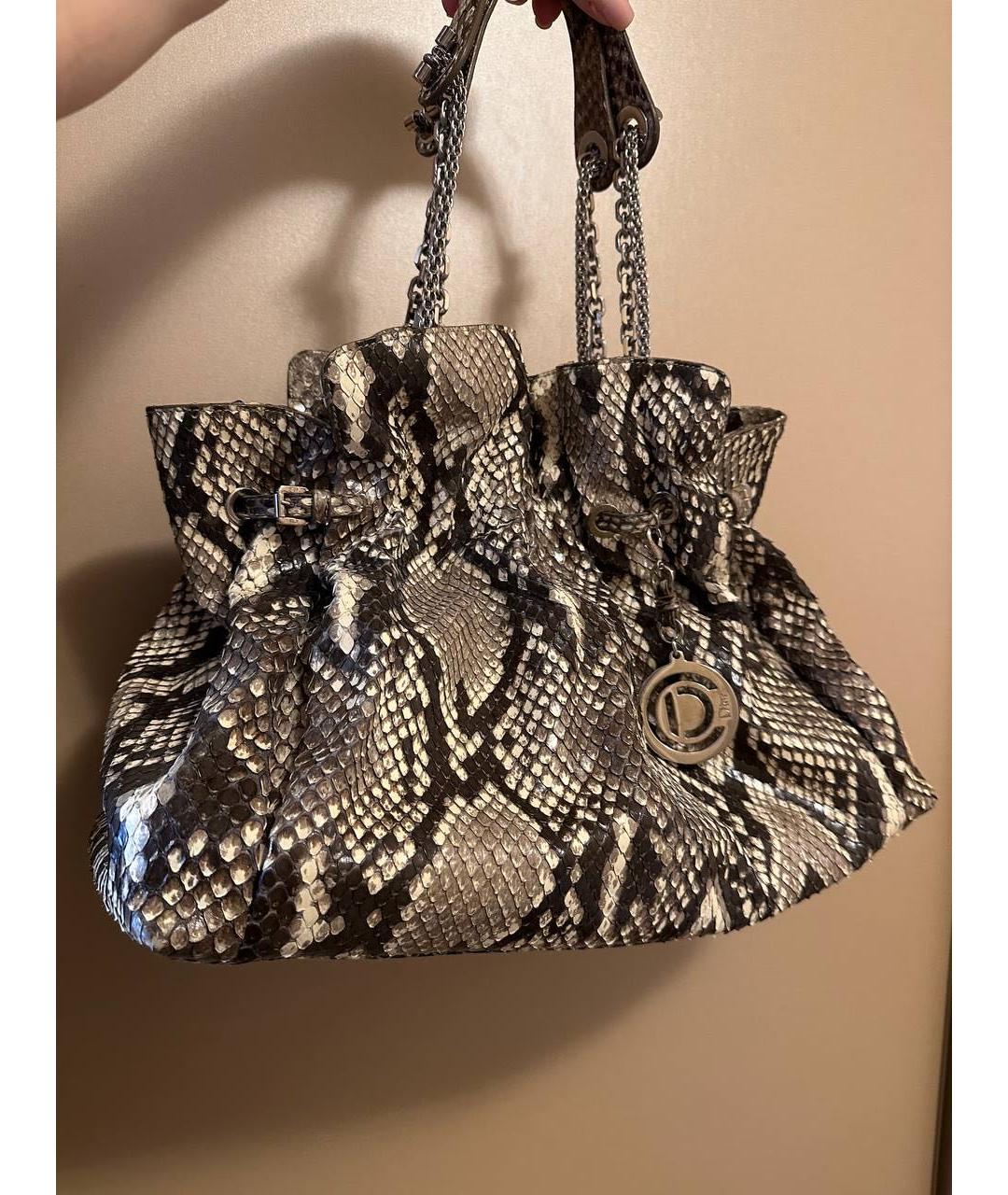 CHRISTIAN DIOR Бежевая сумка тоут из экзотической кожи, фото 5