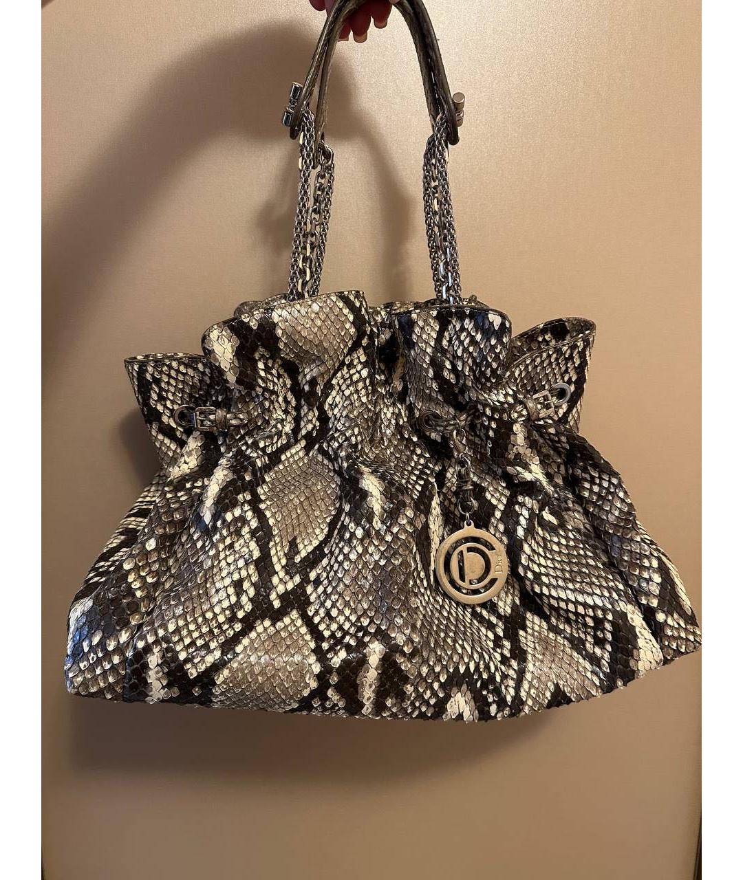 CHRISTIAN DIOR Бежевая сумка тоут из экзотической кожи, фото 2