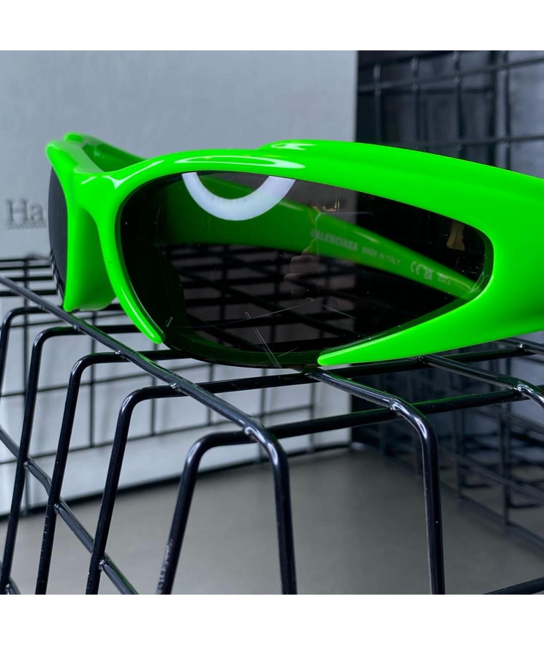 BALENCIAGA Зеленые пластиковые солнцезащитные очки, фото 5